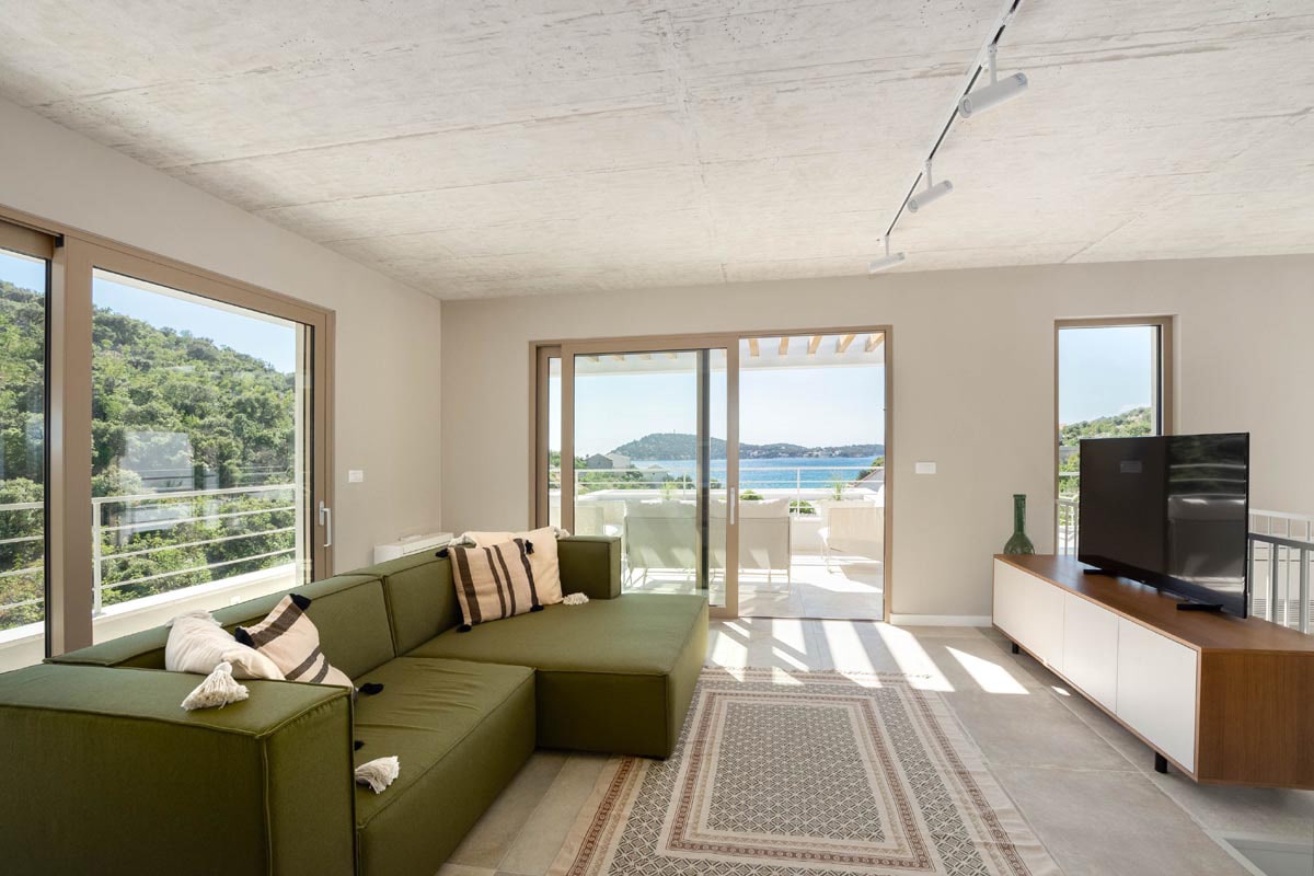 Sea view villa for sale in Rogoznica Croatia, new villa close by sea, garage sauna and swimming pool